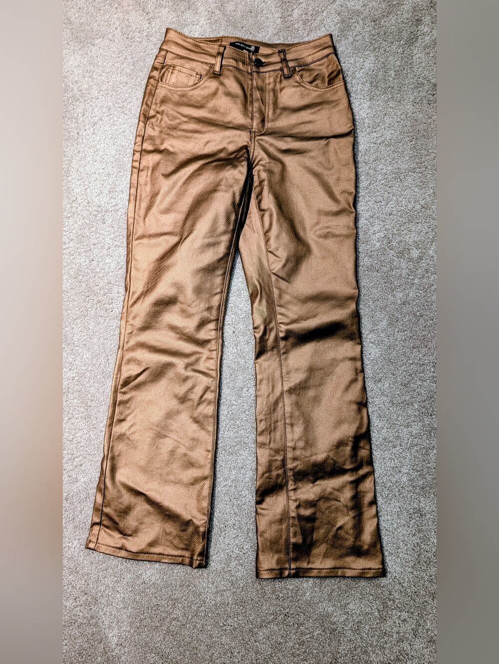 The Noli Shop Aria Coated Flare Jean - Gold Metallic - Size 26 Petite (short)